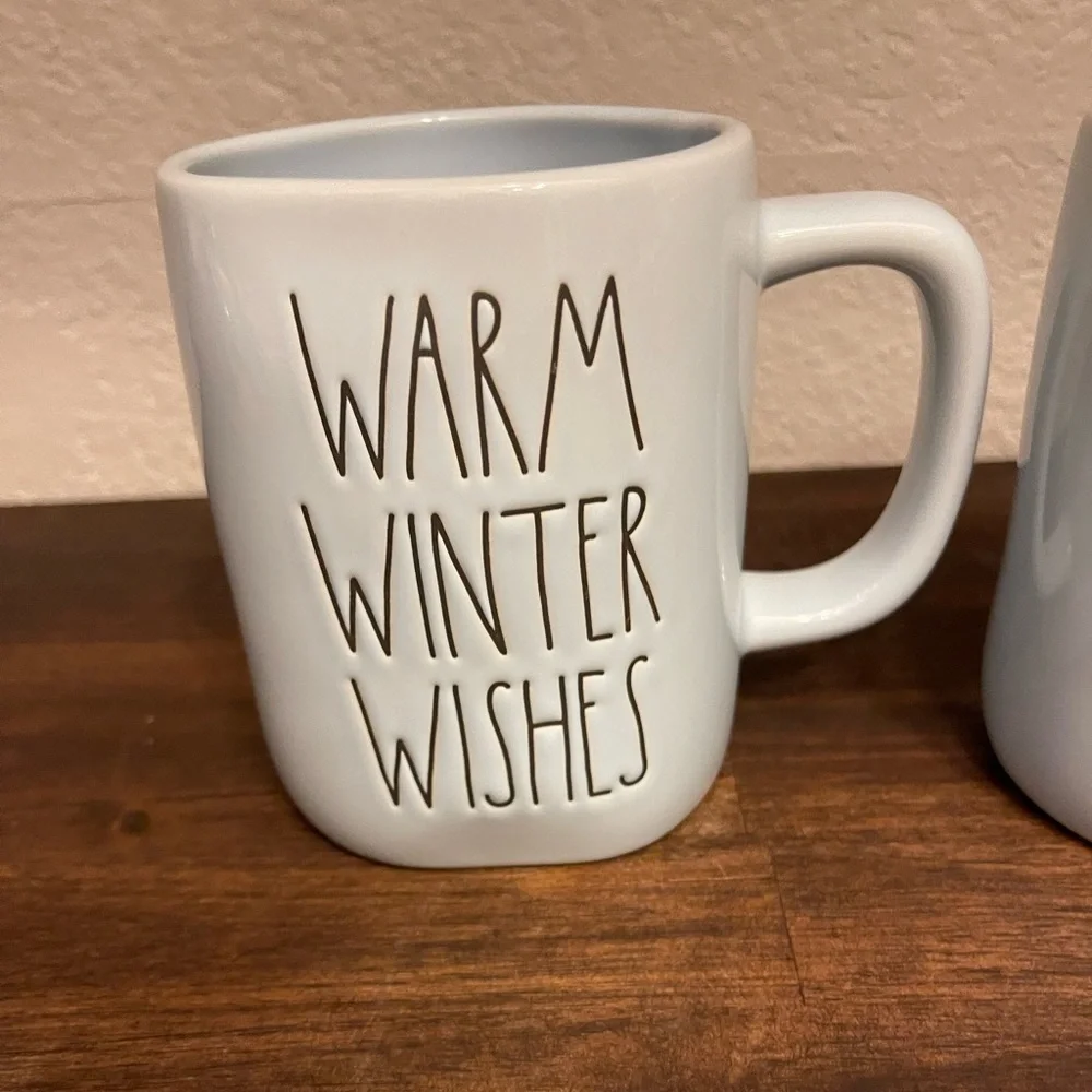 New Rae Dunn set of two “Warm Winter‎ Wishes” Christmas mugs